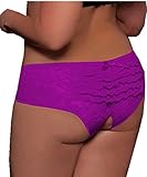 Xuelian Women's Open Crotch Lace Plus Size Briefs Knickers Dark Purple Panties