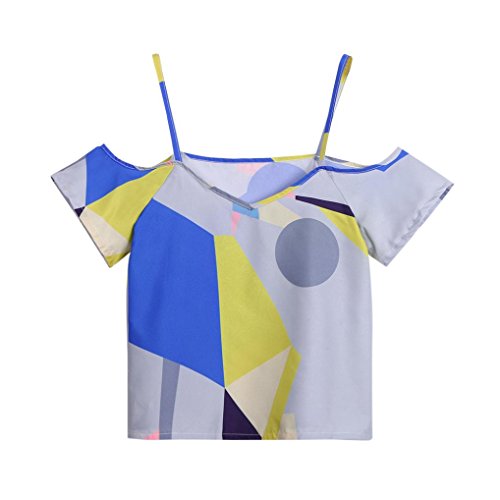 Click Here to See More Images NREALY Women Summer Printed Blouse Cold Shoulder Top Casual T-Shirt Tunic