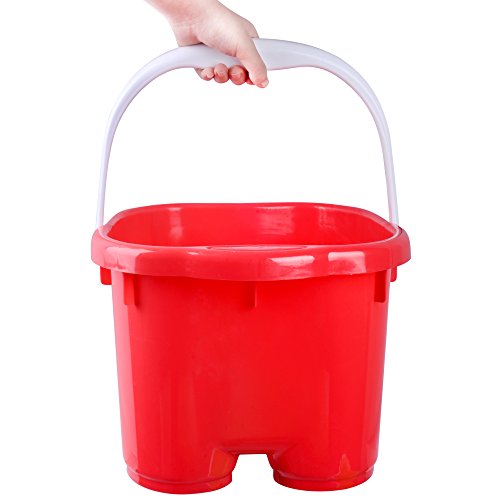 Foot Spa Bucket with Handle and Removable Rollers for Massage (Red)
