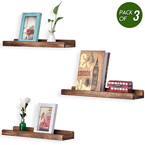 Emfogo Picture Ledge Shelf Rustic Wood Floating Shelves for Display 16.9 inch Set of 3 - Thumbnail 7