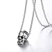 U7 Men Silver Black Gothic Skull Necklace Stainless Steel Chain Pendant, 22