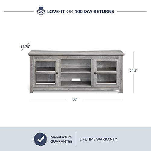 BELLEZE Modern 58 Inch Farmhouse Wood TV Stand & Media Entertainment