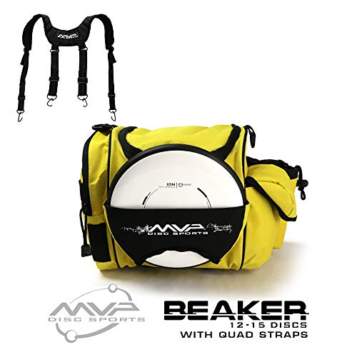 MVP Disc Sports MVP Beaker Competition Disc Golf Bag + Quad Straps - Yellow
