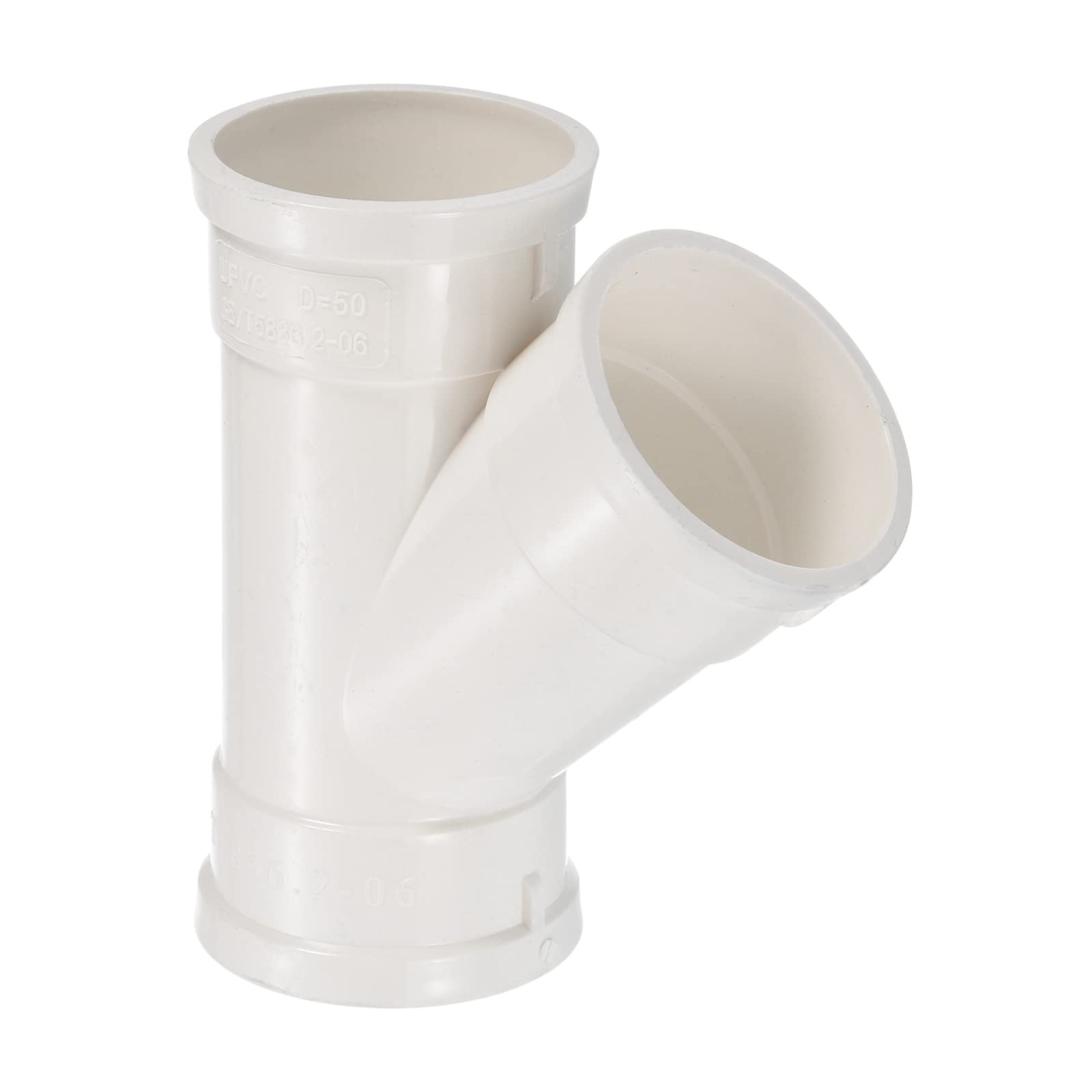 PATIKIL 2" Wye Pipe Fitting, Y-Shape Splitter Duct Hose Connector for Drain Tubes, Drip Systems, White