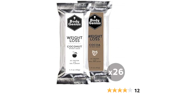 BODY GENIUS Dúo Weight Loss (Coconut + Cocoa). 40gx26 ...