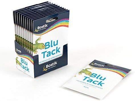 Retail Pack of 12 - Bostik Blu-tack Mastic Adhesive Non-Toxic White 60g Ref 801127