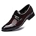 OUOUVALLEY Mens Patent Leather Tuxedo Dress Shoes Lace up Pointed Toe Oxfords 1866 Brown 10D(M) US