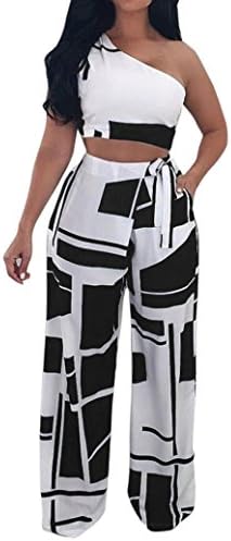 Women Two Pieces Jumpers Wide Leg Pants Long Trousers Sexy Strapless Vest Tops Overalls Hemlock (XL, Black)