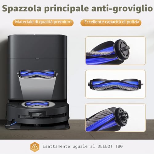T80 Accessories for ECOVACS DEEBOT T80 Omni,T80 Pro Vacuum Cleaner,1 Main Brush,2 Rolls of Wipes,4 Side Brushes,4 HEPA Filters,6 Bags,1 Cleaning Tool(Not for T80S Omni)
