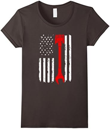 Women's Diesel Mechanic Flag T-Shirt Gift Medium Asphalt