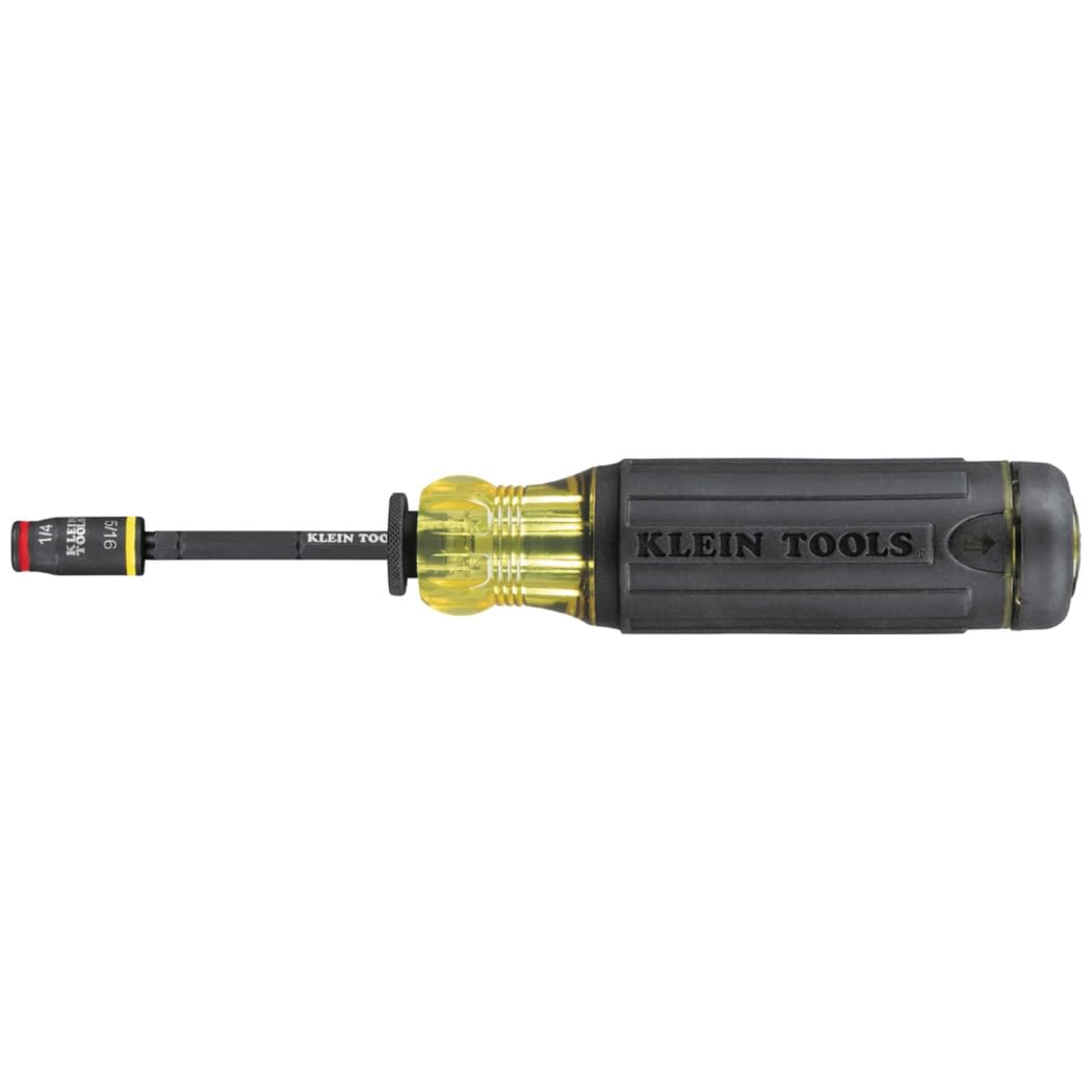 Klein Tools 32304 Screwdriver, 14-in-1 Adjustable Screwdriver with Flip Socket, HVAC Nut Drivers and Bits, Impact Rated
