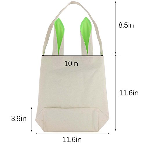 TONOS Huge Saving-Easter Baskets for Girls Boys Easter Egg Hunts Party Bag for Kids Candy Bag Easter Egg Basket Bucket Bunny Ear Bags Bucket for Easter Party (5 Bags)
