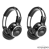 Pair of Two Channel Folding Adjustable Universal Rear Entertainment System Infrared Headphones With 2 Additional 48" 3.5mm Auxiliary Cords Wireless IR DVD Player Head Phones for in Car TV Video Audio Listening