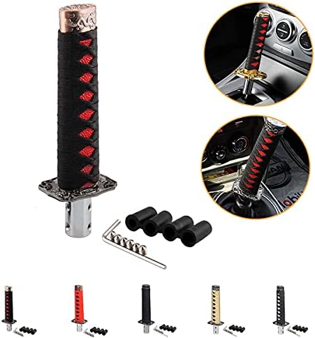 Ayw Lee Katana Gear Shift Knob Samurai Sword Shift Knobs Universal Gear Lever Shifter knob with 4 Adapters for Manual Cars Most Automatic Cars(Black + Red): Home Improvement