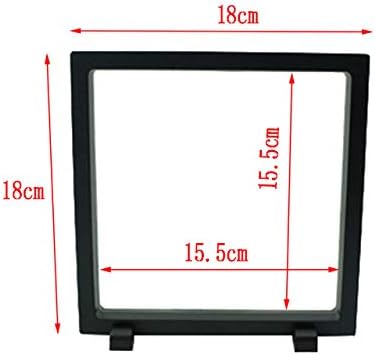 POLOILY 3D Floating Picture Frame Shadow Box Jewelry Display Stand Ring Pendant Holder Protect Jewellery Stone Presentation Case 180x180mmBlack