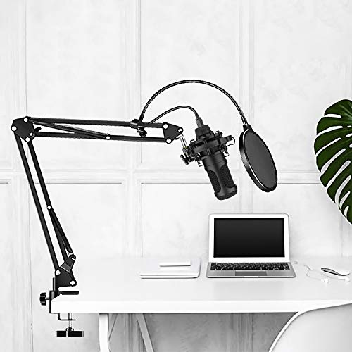 HAIPUSEN USB Kondensator Mikrofon für PC Studio mit Stativ und Arm, Professionelle Podcast-Mikrofonsets 192kHZ/24bit für… – Bild 7