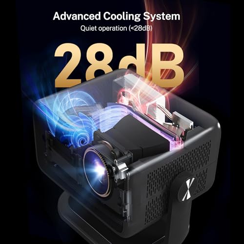 1080P Native 800 ANSI Smart Projector, Android 14, Supports 4K/8K, Air Mouse Remote Control, AI Auto Focus and Correction, WiFi 6 and BT 5.4, Hi-Res Audio, Netflix Compatible