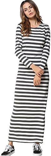 SanHuaZ Women's Striped Dress Casual Bodycon Elastic Long Sleeve Maxi Pencil Dresses