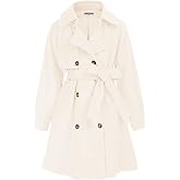 GRACE KARIN Girls Dress Coat Lapel Wool Blend Long Winter Jackets with Pockets Belt 6-14Y