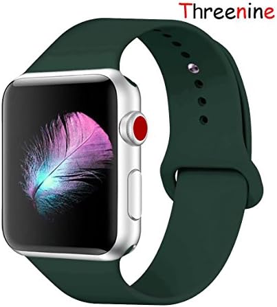Threenine for Apple Watch Band, Durable Soft Silicone iWatch Strap Replacement Sport Band for Apple Watch Band Series 3 Series 2 Series 1 Sport, Edition (Olive green, 42mm S/M)