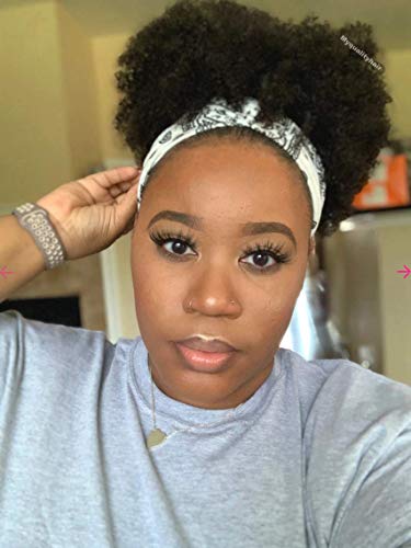 Afro-Kinky-Curly-Headband-Human-Hair-Wigs-for-Black-Women-Glueless-None-Lace-Front-Wigs-Headband-Half-Wig-Human-Hair-150-Density-Brizilian-Virgin-Hair-Machine-Made-Headband-Wig-Human-Hair-16Inch