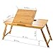 Laptop Desk, NNEWVANTE Bamboo Laptop Table Adjustable Lap Tray Bed Serving Tray Breakfast Table Foldable Coffee Tea Table 5 Tilting Top Angles 2 Latches Prevent Leg Wobbling Large Size 27.95″ x 13.8″thumb 1