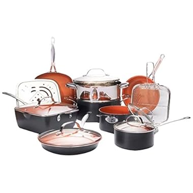 Gotham Steel Ultimate Piece All in One Chefâs Kitchen Copper Coating â Includes Skillets, Stock Pots, Deep Square Pan with Fry Basket, 15 Pc Set