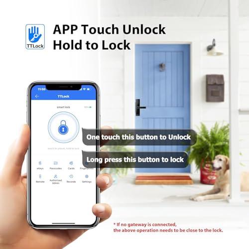 Razuvious Smart Lock,Fingerprint Door Lock with 4585 Mortise.Keyless Entry Bluetooth Lock,Free APP,IC Card,Anti-peep Code,TT Lock App Control,for Home,Office,Apartment (R1)