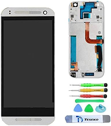 Teseko New Assembly full LCD Display + Touch Screen Digitizer With Frame For HTC One M8 With Free DIY Tools-White