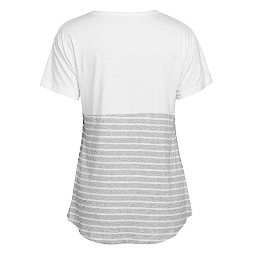 image for Sumen Women's Stripe Print Maternity Nursing Top Short Sleeves T Shirt