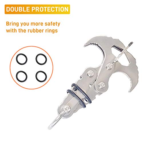 GearOZ Folding Gravity Hook, Stainless Survival Gravity Grappling Hook for Outdoor Hunting Tree Mountain Climbing Camping Tool with Black Rope - Thumbnail 2