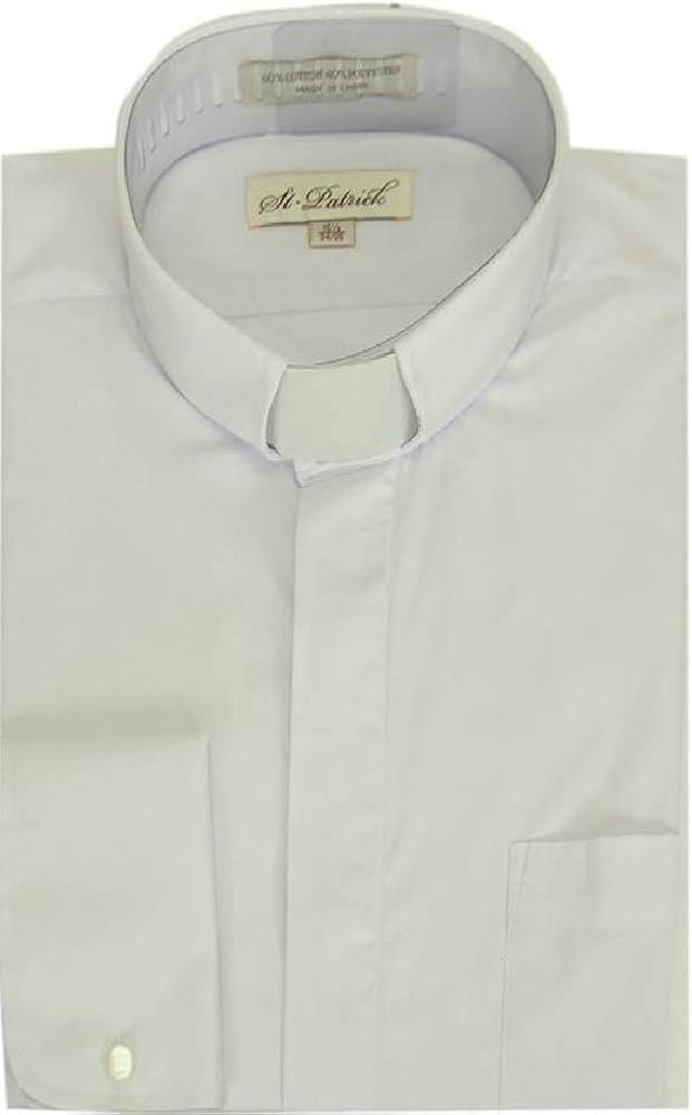 Big and Tall Traditional White Clergy Tab Collar Dress