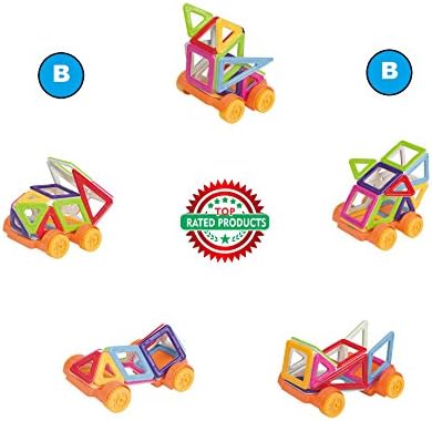 Magnetic Blocks, 3D Construction Building Blocks, Magical Magnet Tiles, Educational Toys for Kids Creativity Thinking beyond Imagination, Logical, Inspirational, Pretend Play Stack Toys Set (Set B)