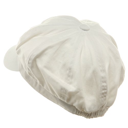 e4Hats.com Cotton Elastic Newsboy Cap-White 2XL-3XL