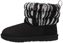 UGG T Fluff Mini Quilted Zebra Boot, Black