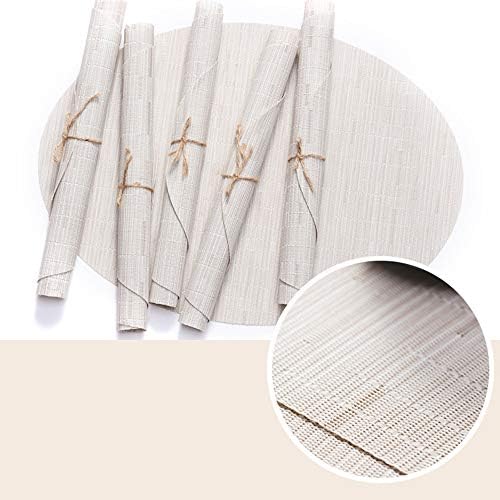 fibgihc PVC Placemat,Eco-friendly Bamboo Pattern Table Mat Heat Insulation Washable Pad