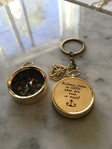 Distance Means so Little, When you Mean so Much, Working Compass, Boyfriend Gift, Gift for Him, Personalized Jewelry, Customized Compass