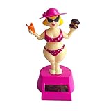 KODORIA Solar Powered Dancing Toy Bobbling Dancing Toy Car Desk Decorative Ornament Kids Children Birthday - Beach Girl Pink