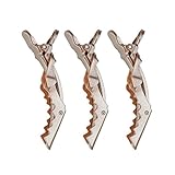 Kitsch Pro Crocodile Blow Dry Hair Clip, Alligator Clips for Salon or Home, Ideal for Sectioning, Styling, Coloring, Drying, Non-Slip, 3 Count (Gold)