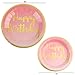 102 Piece Pink and Gold Theme Happy Birthday Party Set Including Banner, Plates, Cups, Straws, Napkins and Tablecloth, Serves 20