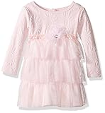 Youngland Baby Girls' Textured Knit to Tiered Mesh Dress, Pink, 12 Months