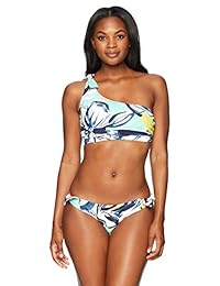 Top de bikini de un hombro con nudo en azul marino para dama