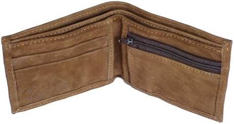 Atitlan Leather Handcrafted Single Fold Mens Leather Wallet with Coin Pocket, (Caramel)