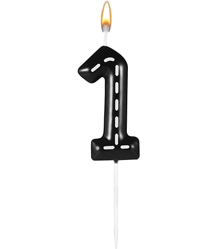 Racing Car Birthday Number Candles - Black & White Stripes Design For Race Theme Parties