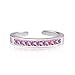 KEZEF Rhodium Plated Sterling Silver Toe Rings Round Cut Cubic Zirconia Channel Set Pink