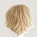 Unisex Sexy Oblique Bangs Full Wig Short Straight Fluffy for Anime Cosplay Costume Party (linen blonde)