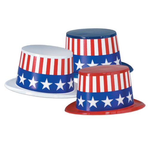 Beistle 66629-25 25-Pack Plastic Toppers with Patriotic Band