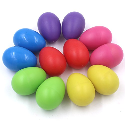 Zicome 12-Piece Plastic Egg Shakers Percussion Musical Egg Maracas Kids Toys (6 colors)