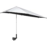 G4Free UPF 50+ Height Adjustable Chair Umbrella with Universal Clamp for Beach Chair, Golf Cart, Wheelchair, Stroller, Bleacher, Patio (Black)