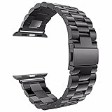 Watch Band, ANGGO Stainless Steel iwatch Strap Replacement Wristwatch Bracelet for Apple Watch Series 3 Series 2 Series 1 All Version (42mm / Black)